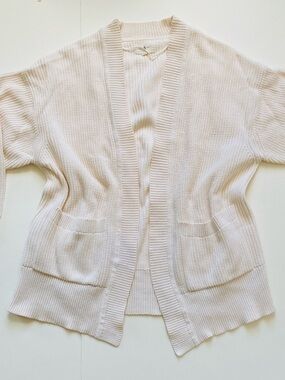 100% cotton Lou & Grey Cream Open-Front Knit Cardigan